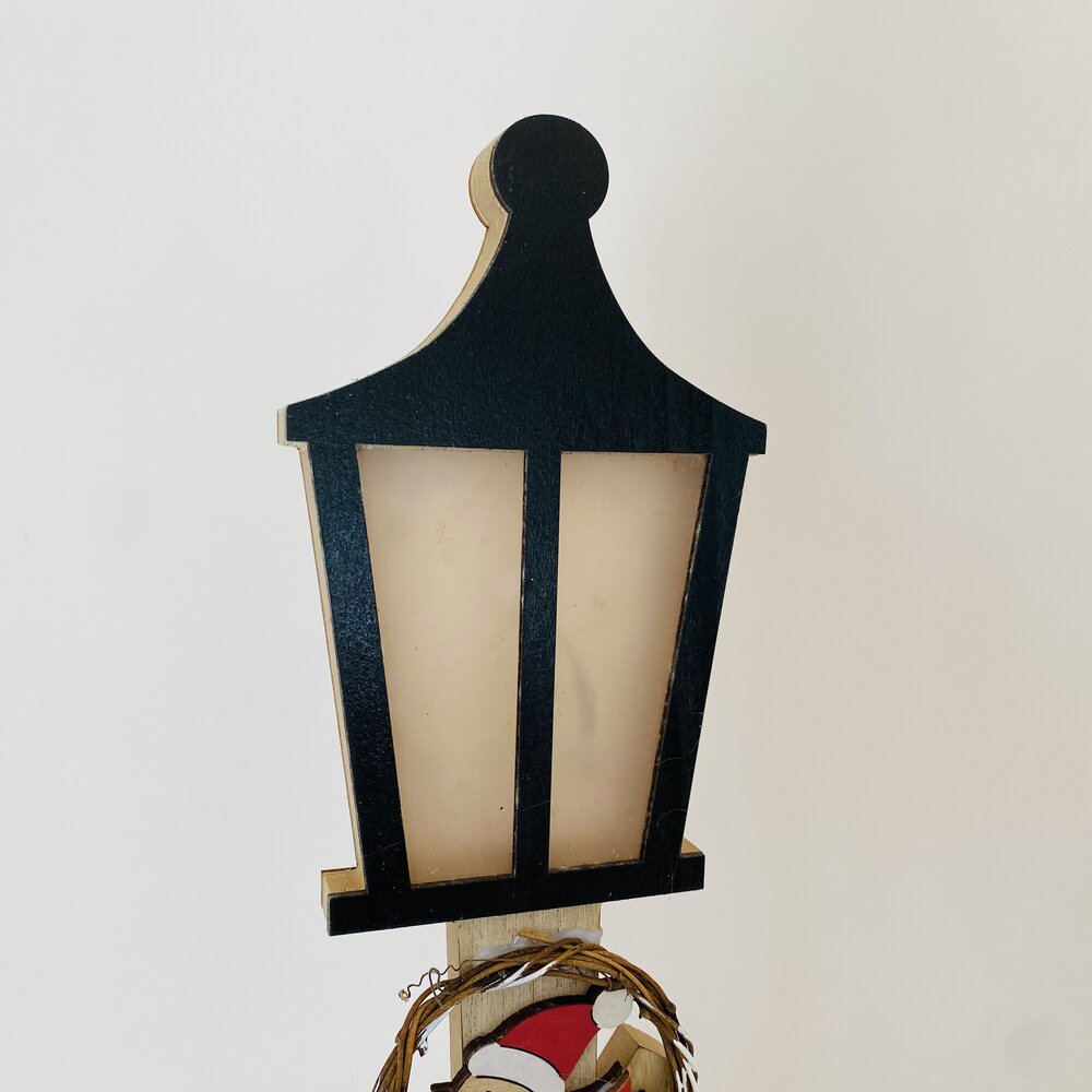 Natal - Candeeiro Farol em Madeira c/ Pai Natal - C18xL9xA57CM