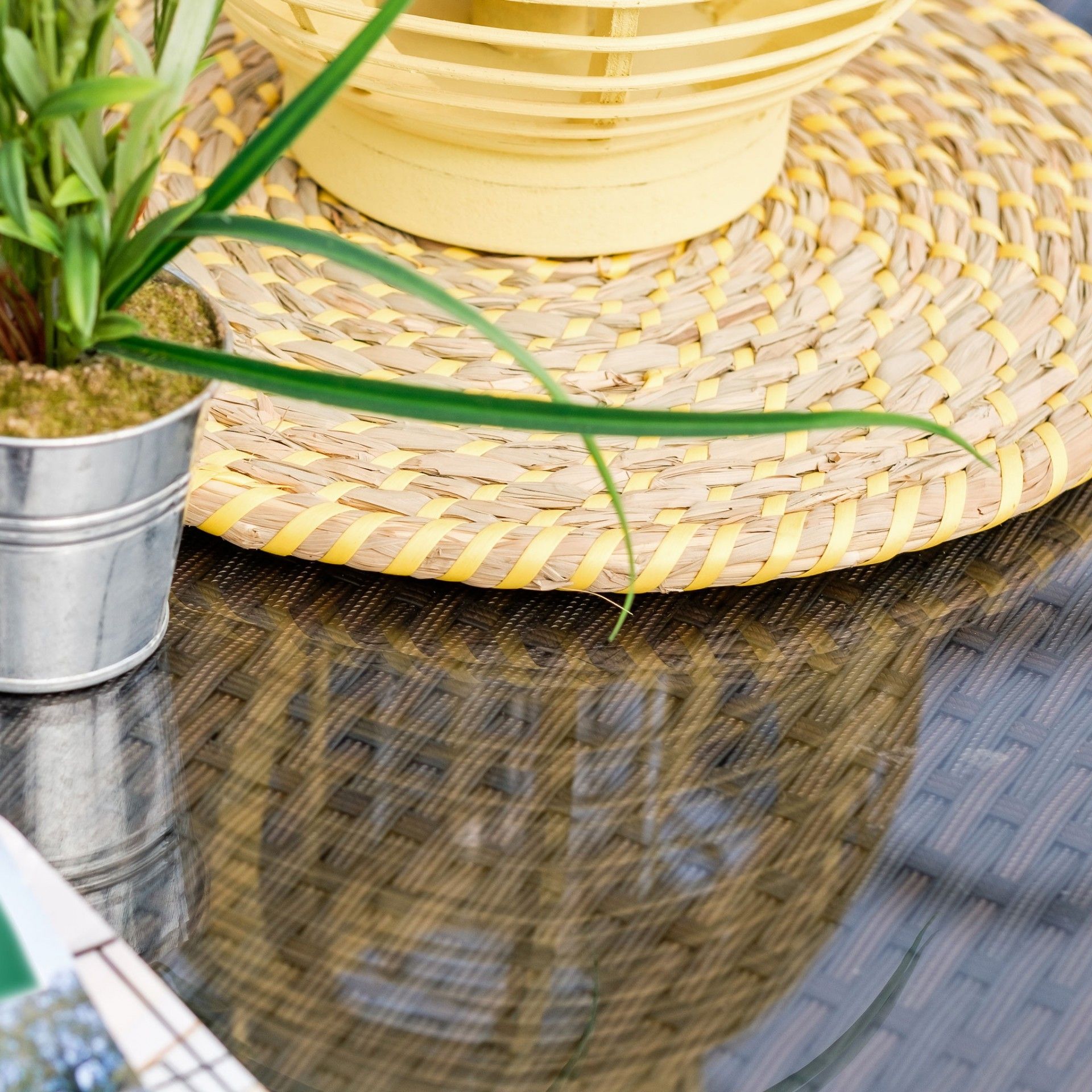 Set de Jardim - Sofá + 2 Cadeiras + Mesa de apoio - Castanho