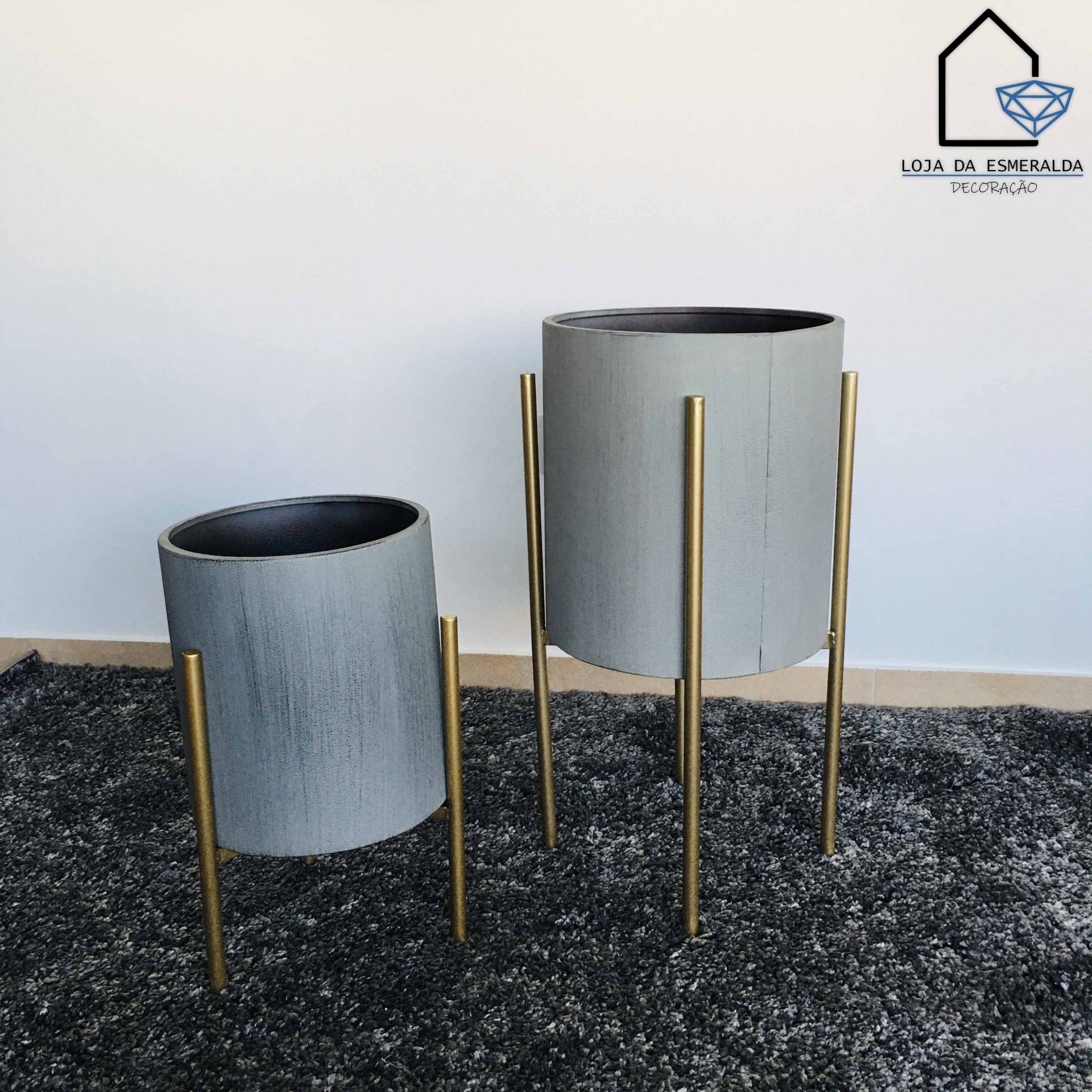 Floreiras | Cinza & Dourado | Metal