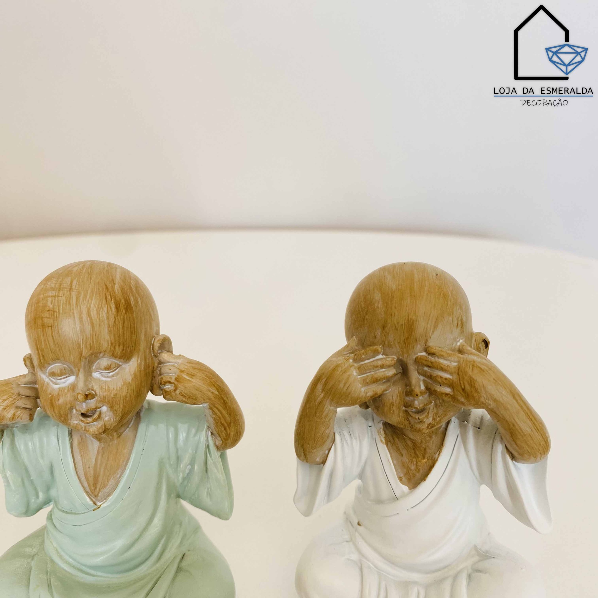 Conjunto 3 Monges Cego Surdo e Mudo Dourado 5.5x6x9CM