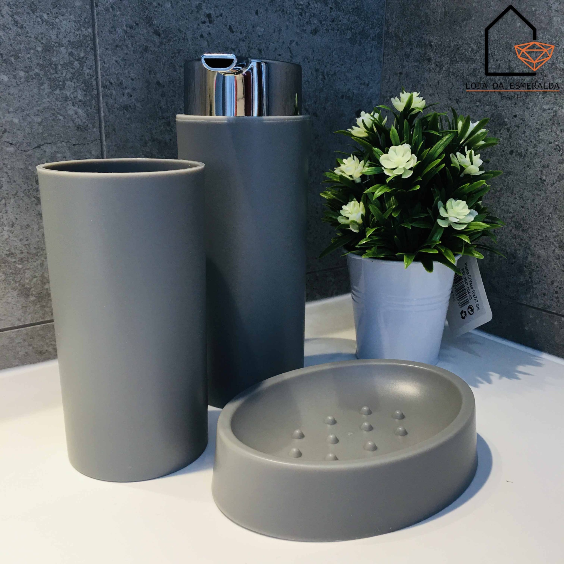 Conjunto WC | 3 Peças | Cinza Escuro