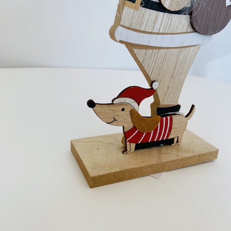 Pai Natal Decorativo - Madeira e Tecido - C11xL5xA30CM