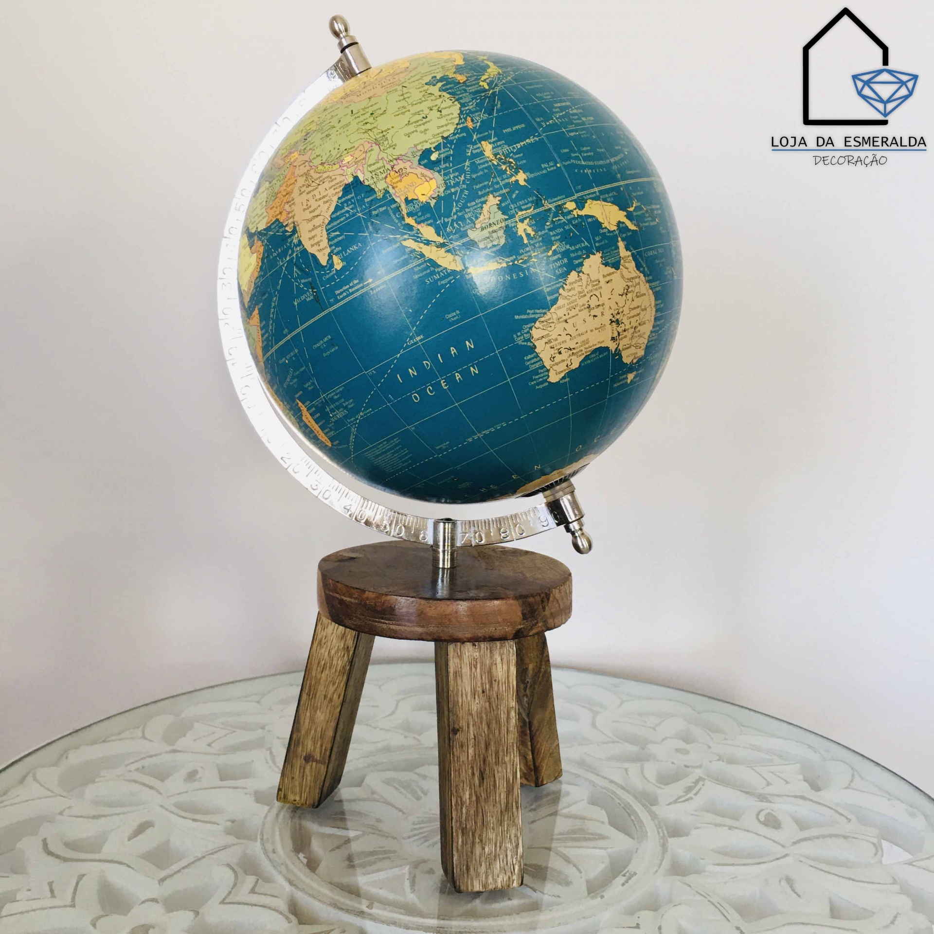 Globo Decorativo | Base em Madeira | C20xL20xA36CM