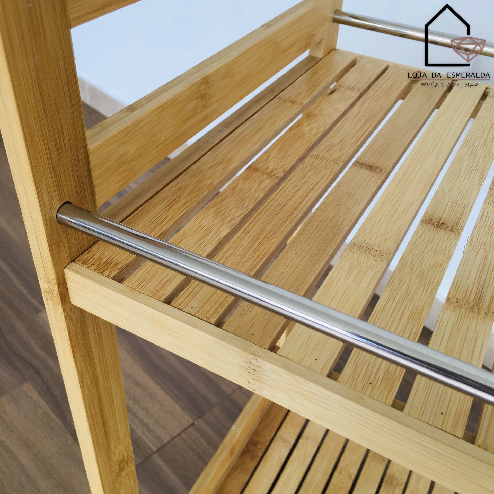 Carrinho de Cozinha | Madeira de Bambu | 55x32x62.5CM