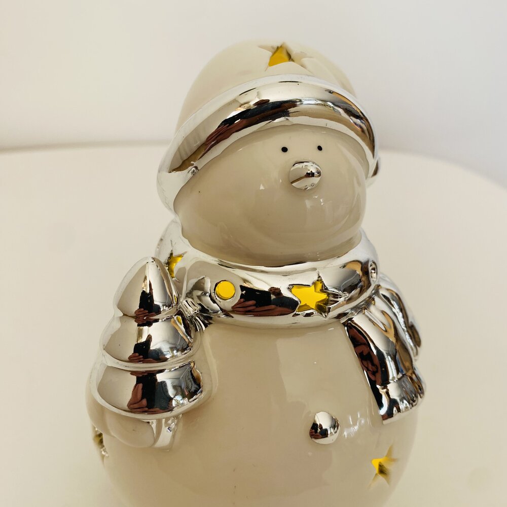 Boneco de Neve em Porcelana c/ luz - C10xL9xA13CM