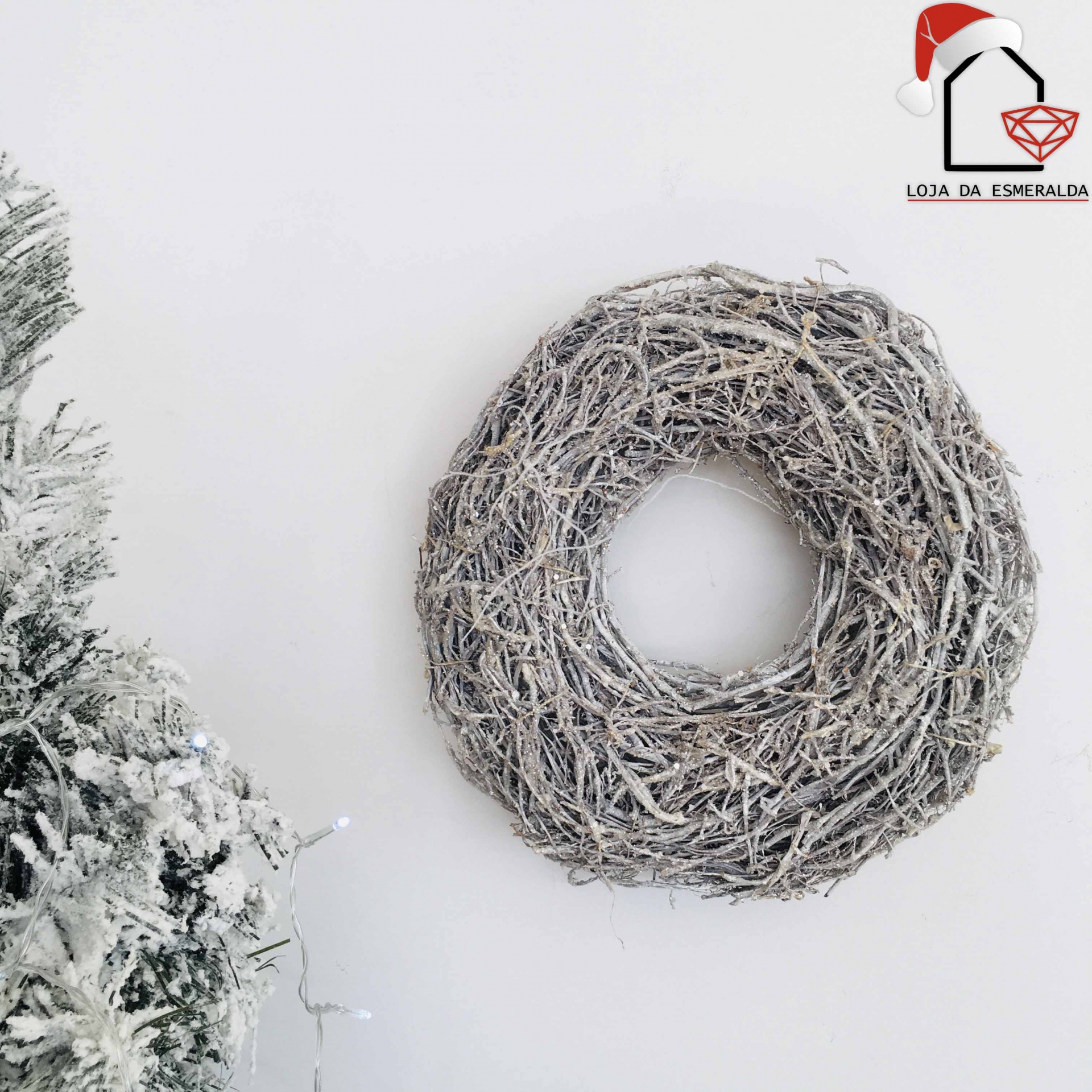 Coroa de natal Cinza - 28X28CM