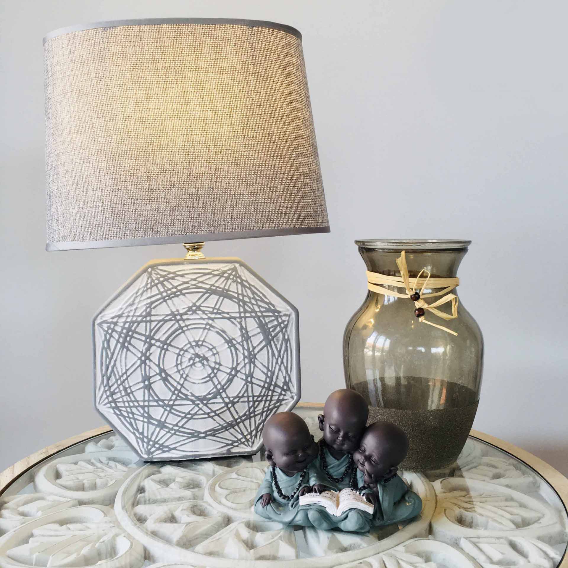 Candeeiro | Mesa de Cabeceira | Cerâmica | Cinza