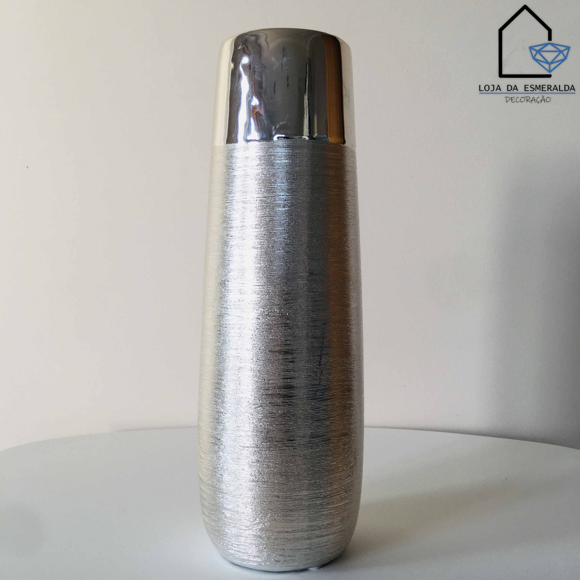 Jarra Decorativa | Cerâmica | Prata | 10x10x30CM