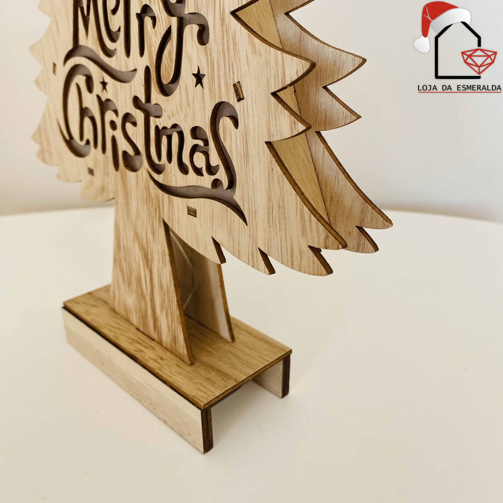 Árvore de Natal Decorativa de Natal com Luz - Madeira - 21X2.5X32CM