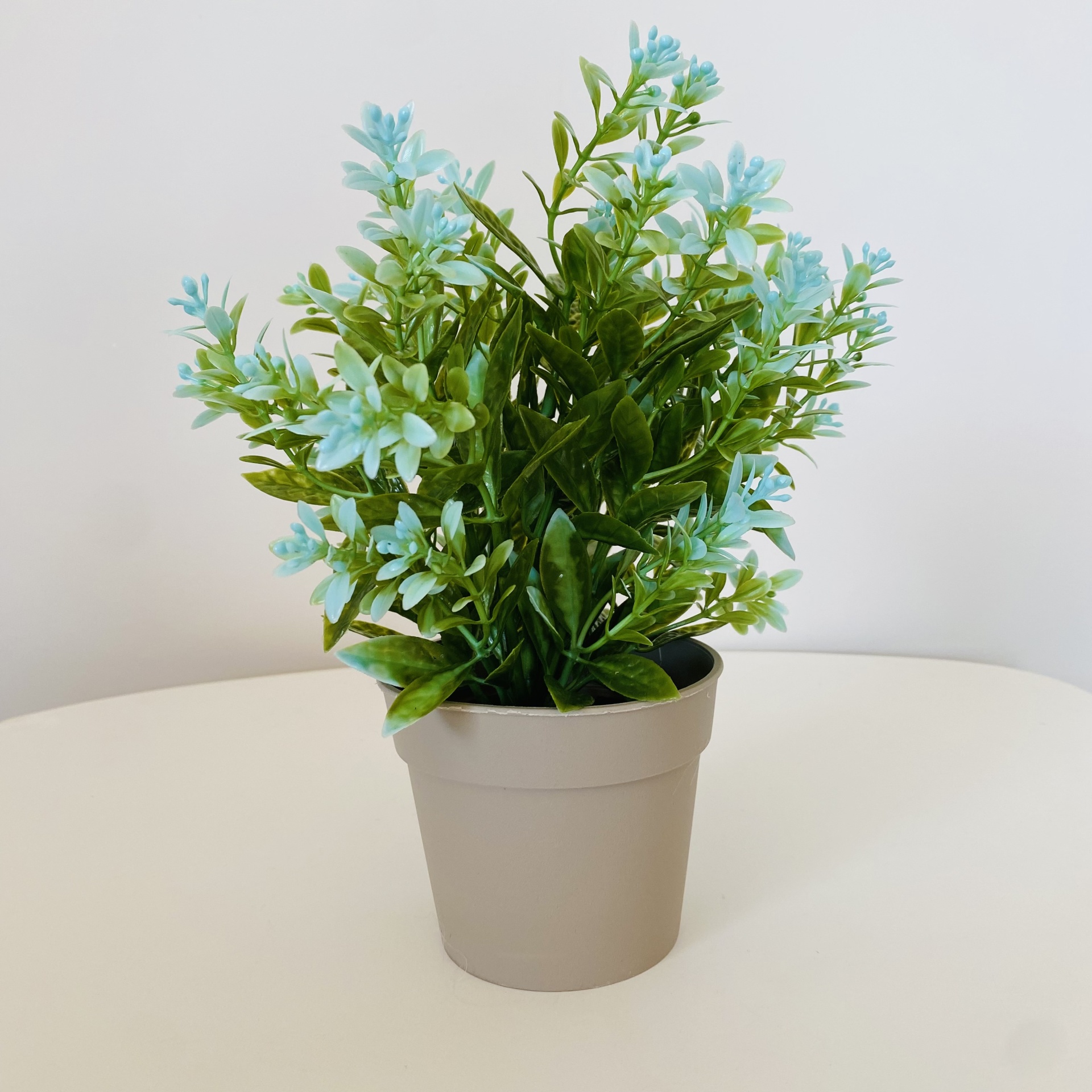 Planta Artificial com flor em Vaso - C19xL19xA22CM - Verde e Azul Turquesa