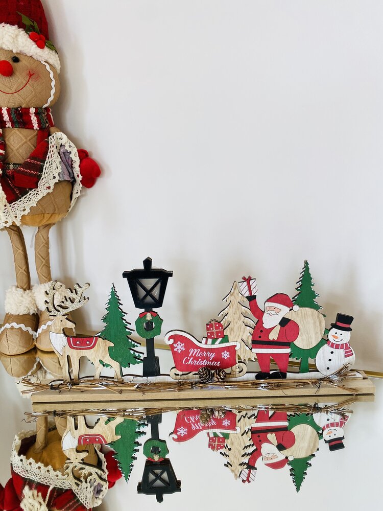 Natal - Placa em Madeira c/ Iluminação  - C45xL4xA18CM