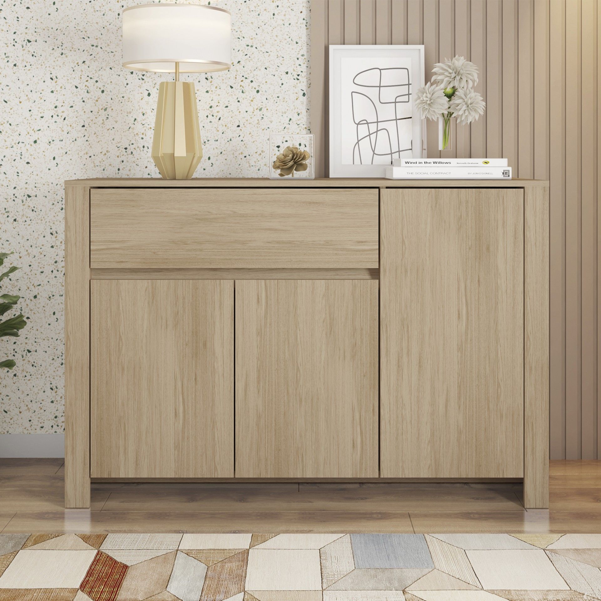 Aparador Carvalho (3 Portas + 1 Gavetas) | Madeira | 120x38x82CM