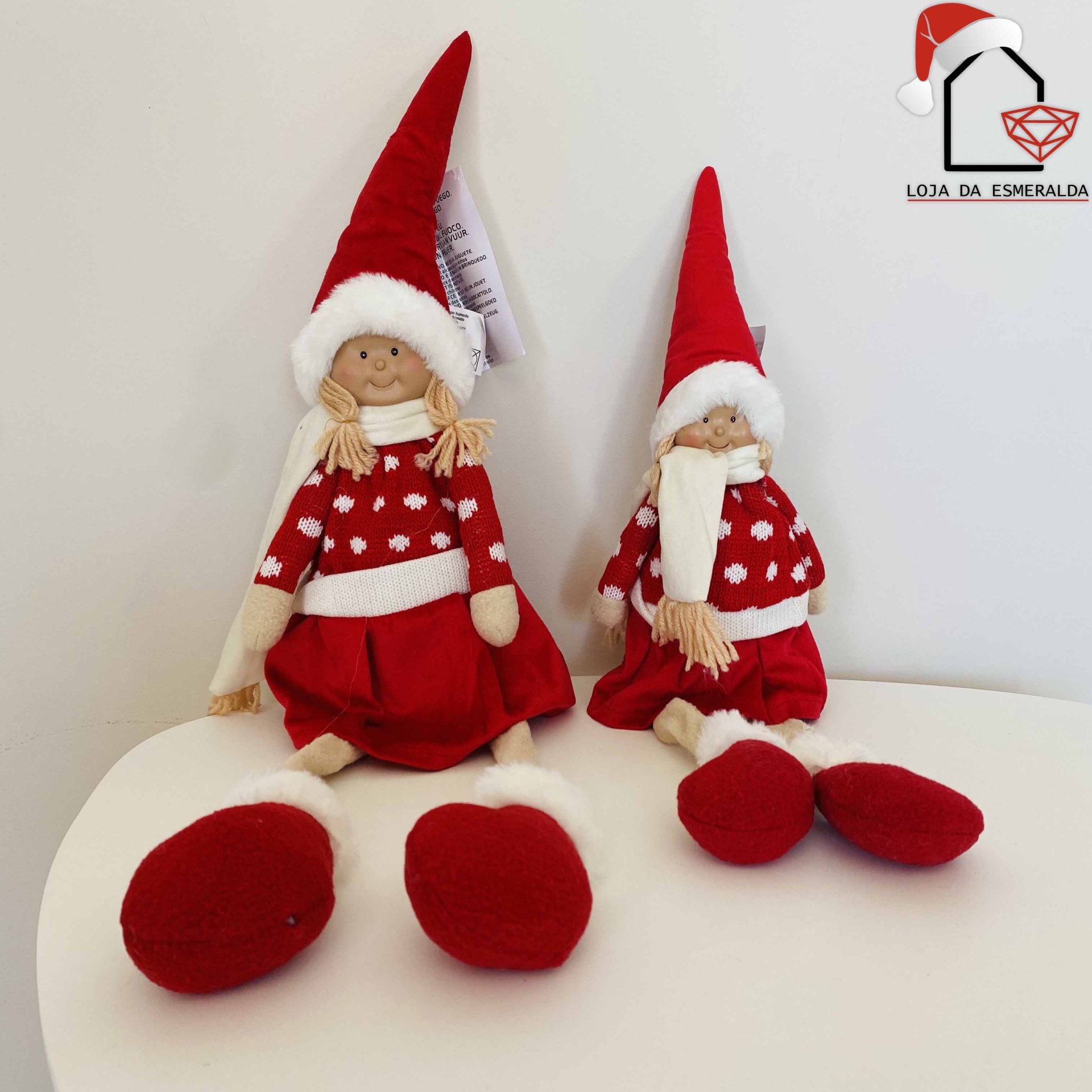 Boneca Decorativa de Natal - Branco e Vermelho
