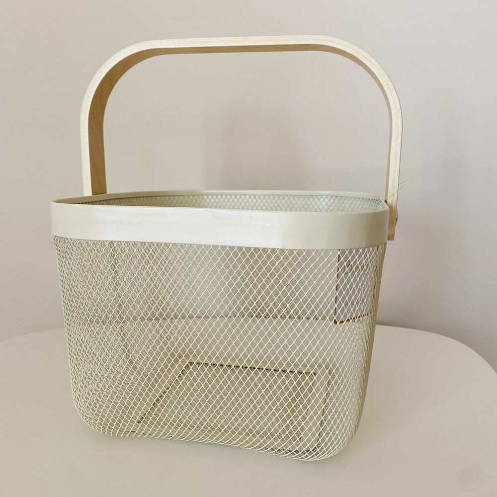 Cesto ou Fruteira de cozinha com Rede - Creme - C24xL24xA17CM