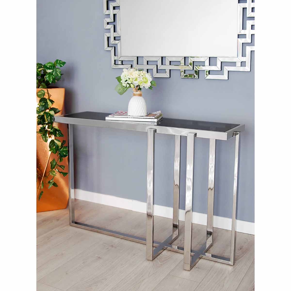 Consola em Inox e Vidro Fosco | 120x40x78 CM