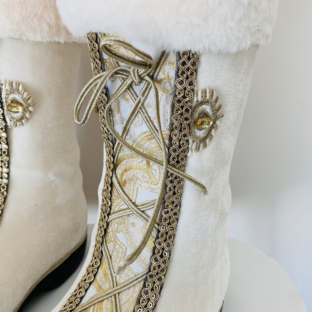 Natal - Cjto. 2 Botas Pai Natal - Creme - C30xL13xA38CM