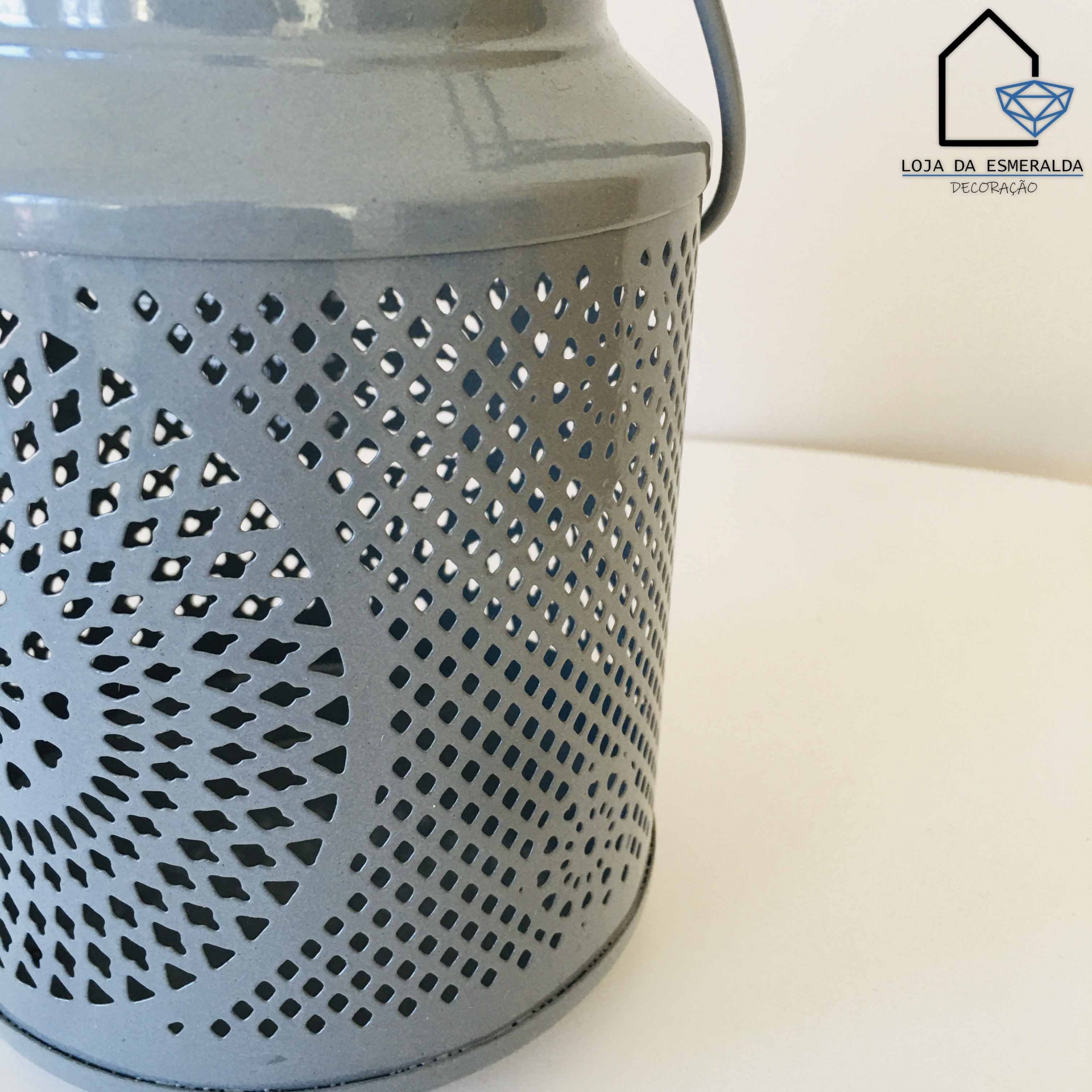 Lanterna Decorativa | Cinza | Metal | 19x13x13CM