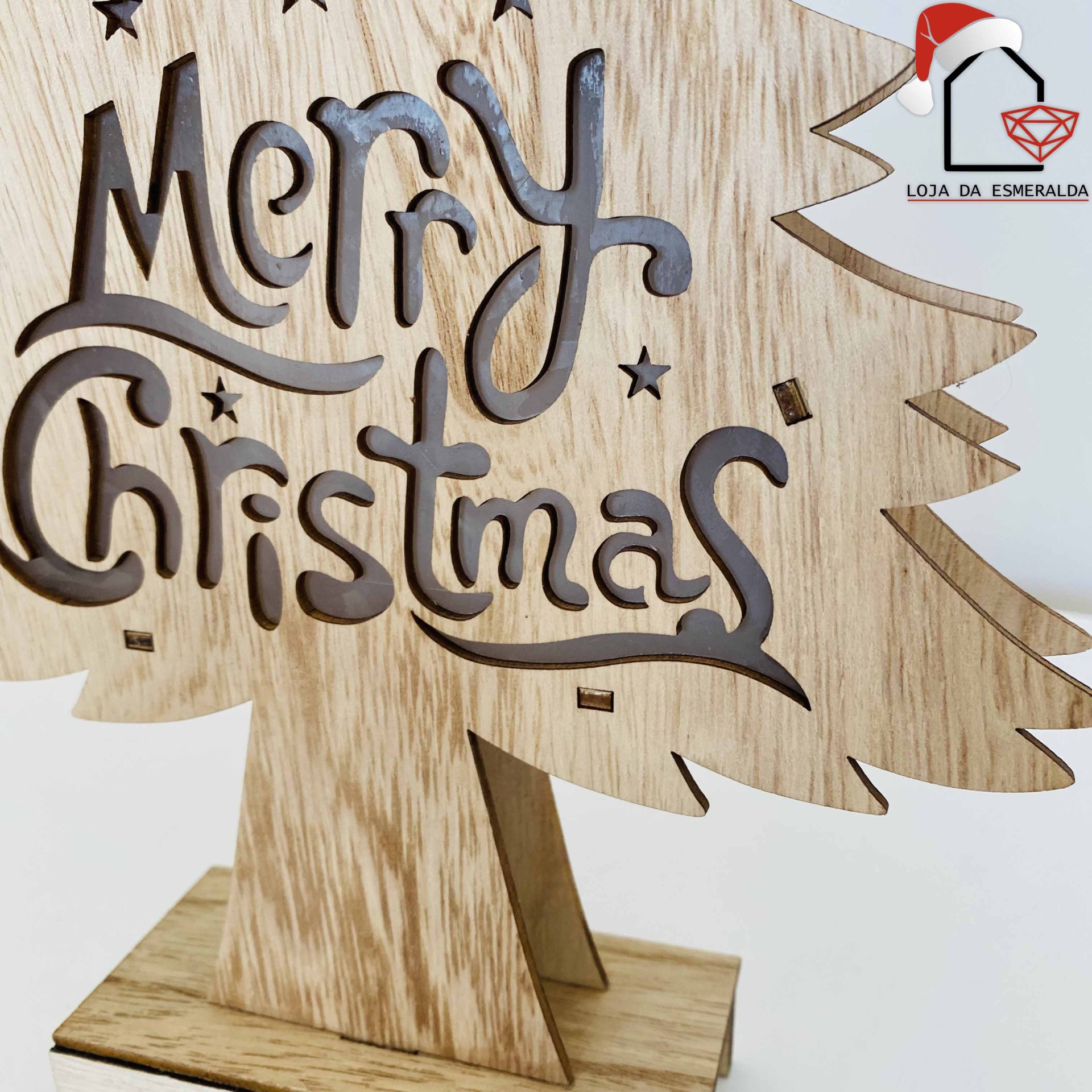 Árvore de Natal Decorativa de Natal com Luz - Madeira - 21X2.5X32CM