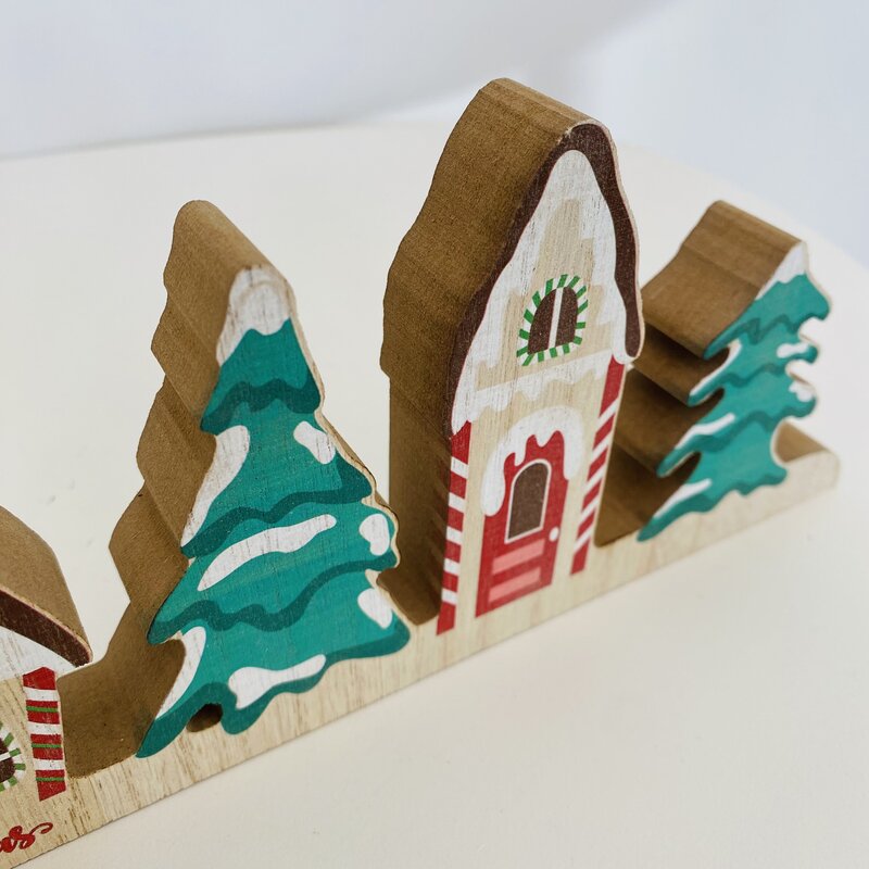 Placa Decorativa de Natal - Madeira - C30xL2.5xA10CM