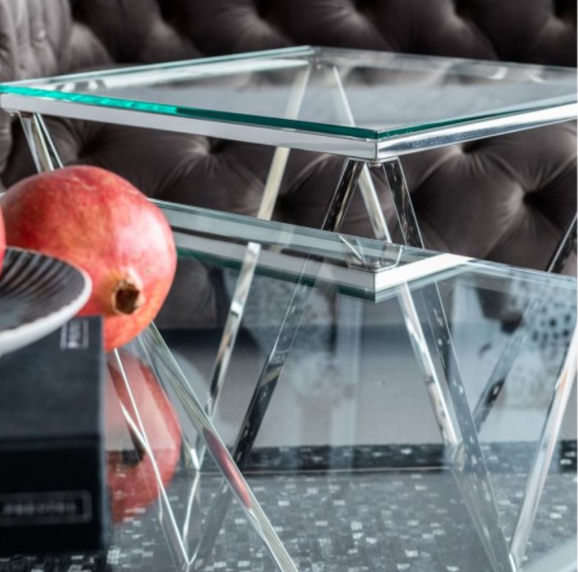 Mesa de Apoio - INOX Prateado - C80xL80xA45CM