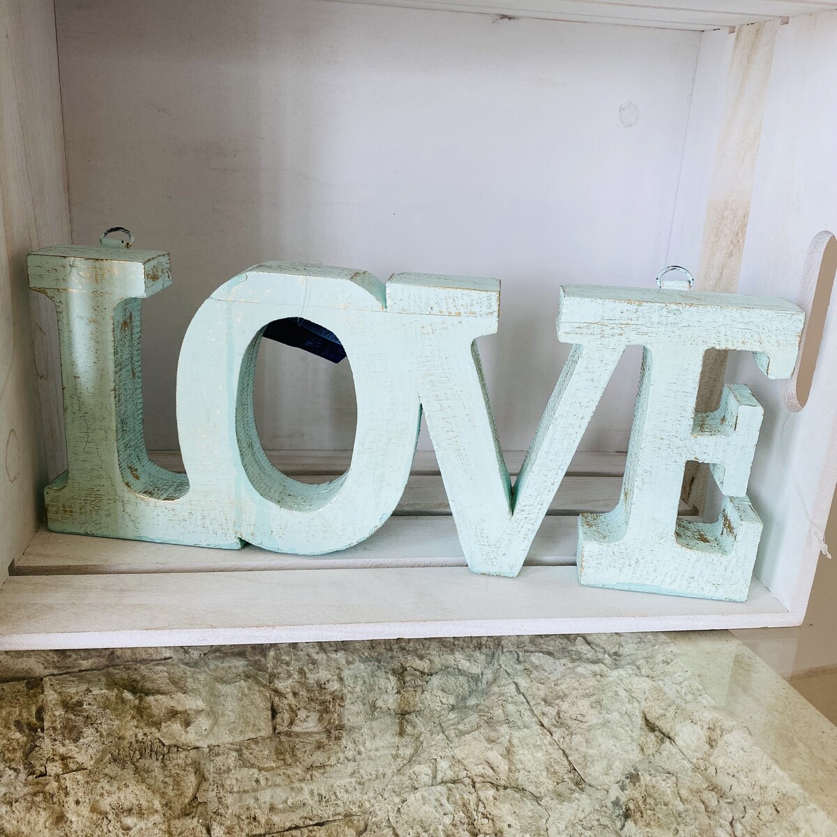 Placa Love - Azul - Madeira - C37xL3.5xA15CM