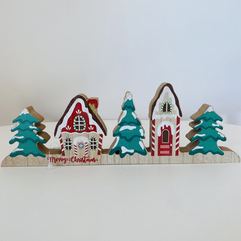 Placa Decorativa de Natal - Madeira - C30xL2.5xA10CM