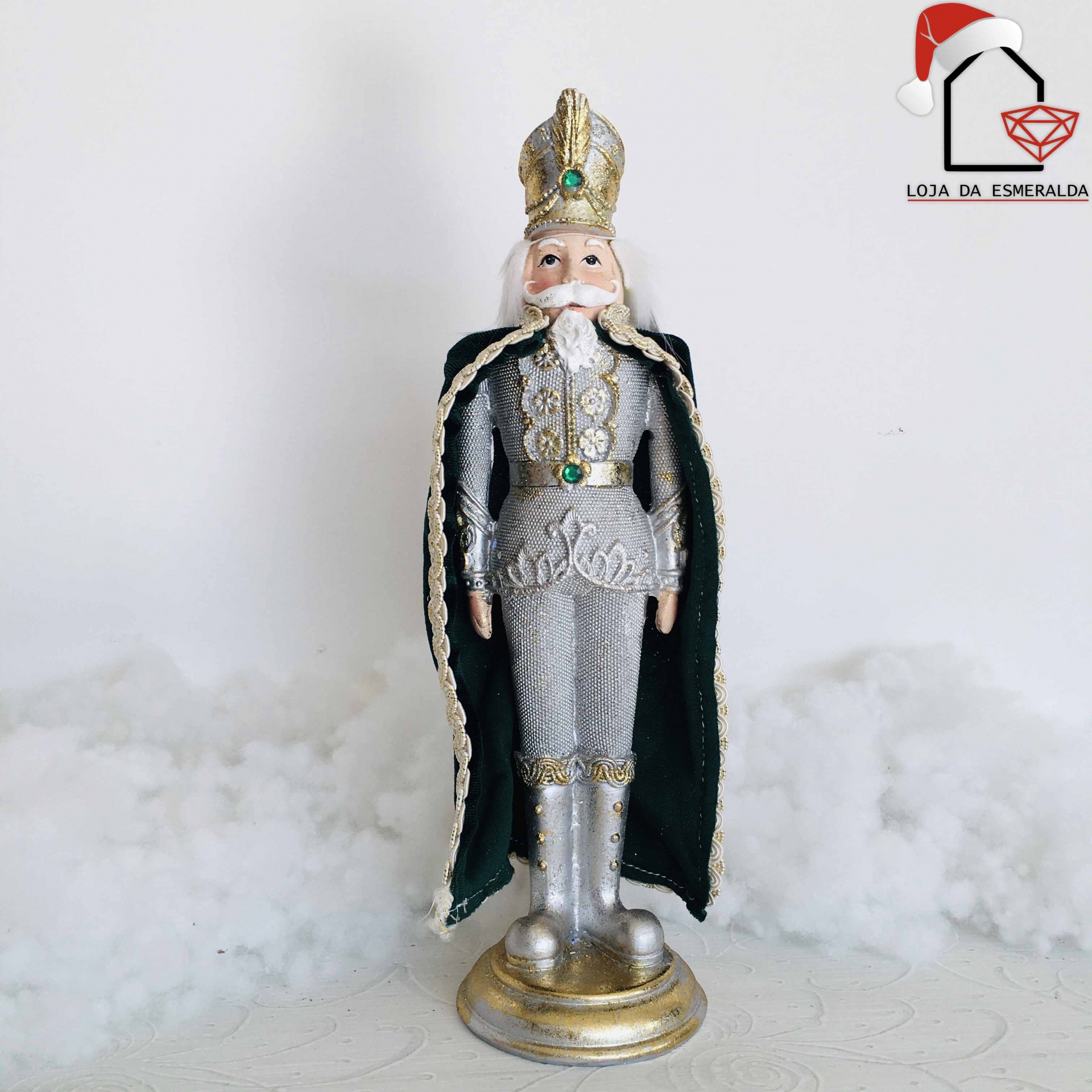 Quebra-Nozes Decorativo Verde e Prata - C8XL8XA28.5CM