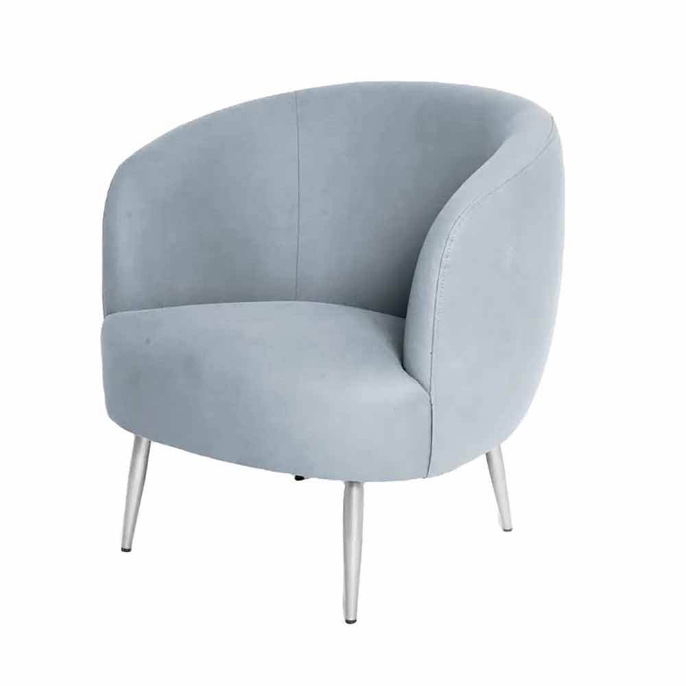 Cadeirão em Veludo Cinza com Pés em Metal C70xP65xA78CM