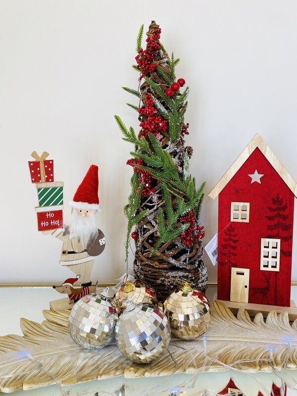 Pai Natal Decorativo - Madeira e Tecido - C11xL5xA30CM