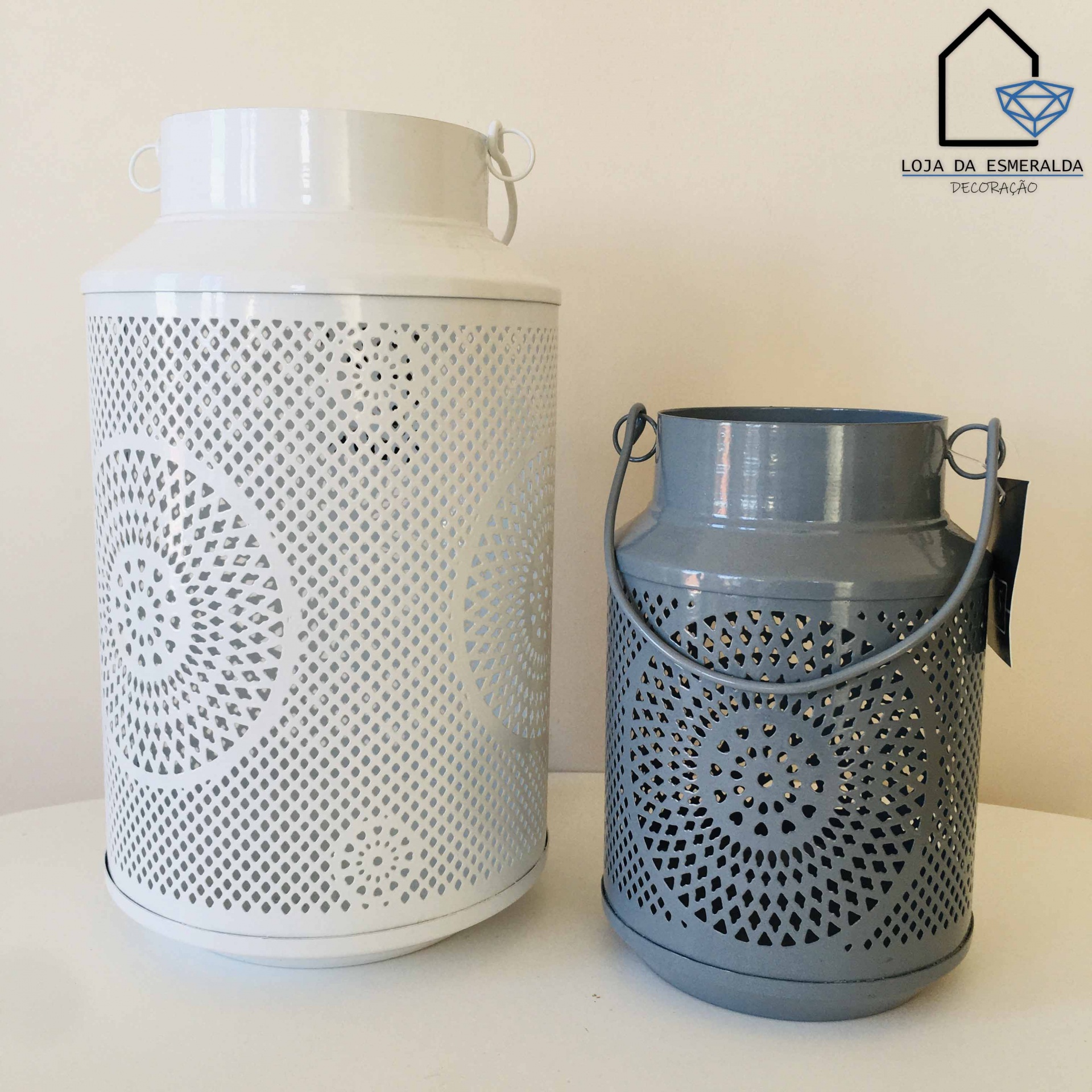 Lanterna Decorativa | Cinza | Metal | 19x13x13CM