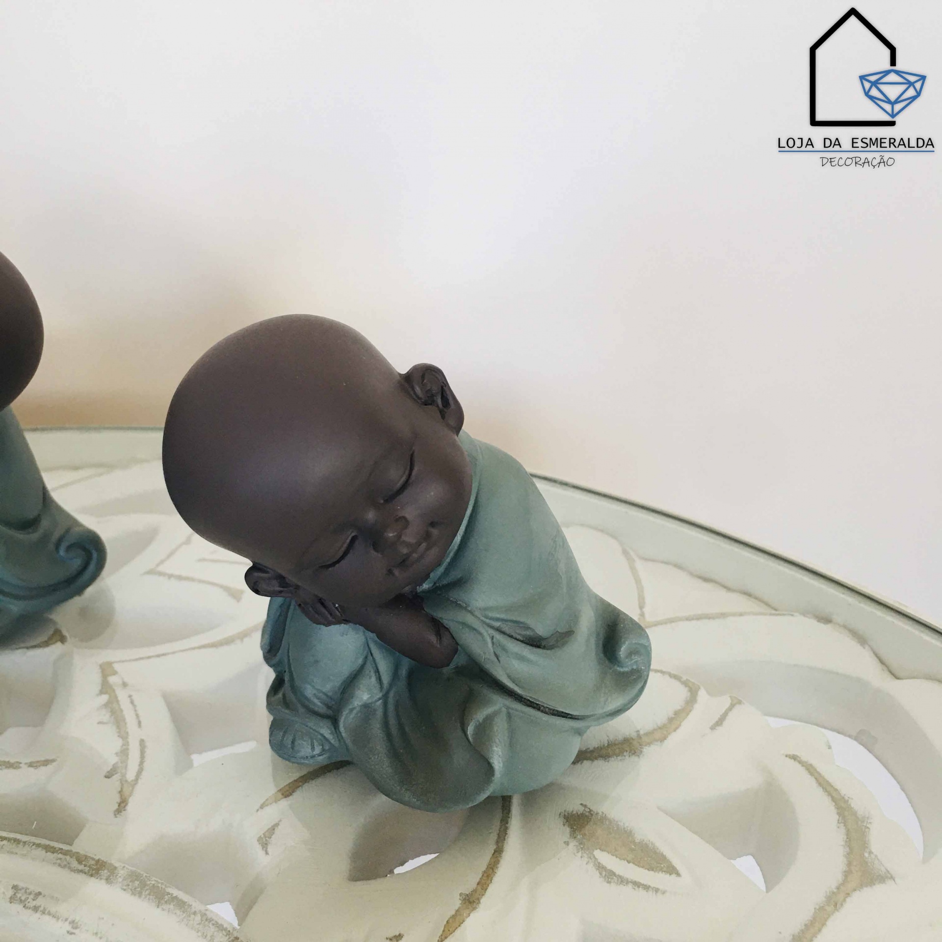 Figura Decorativa Monge III  | Verde | Resina I 8,5*8,5*6 CM