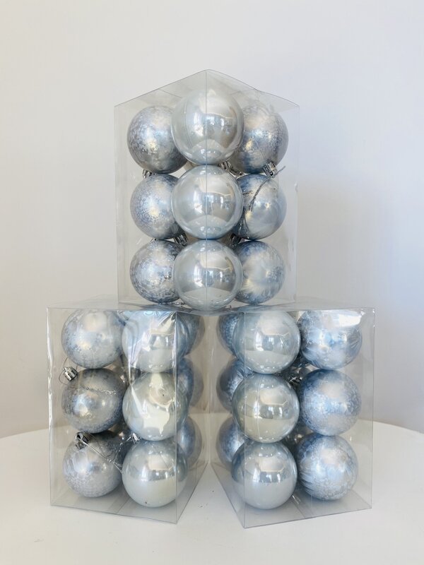 Decorações de Natal - 12 Bolas para Árvore  - Prateado