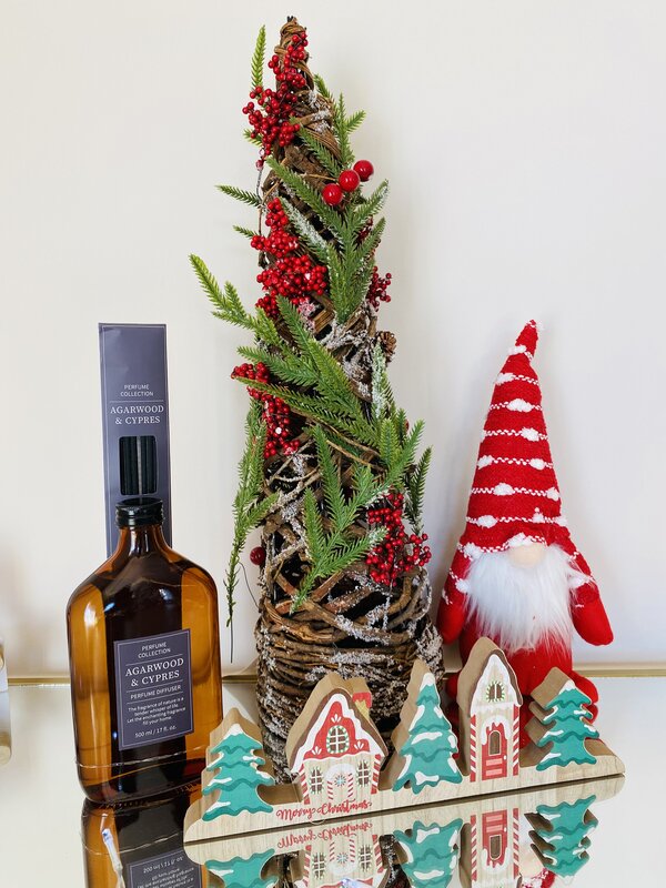 Placa Decorativa de Natal - Madeira - C30xL2.5xA10CM