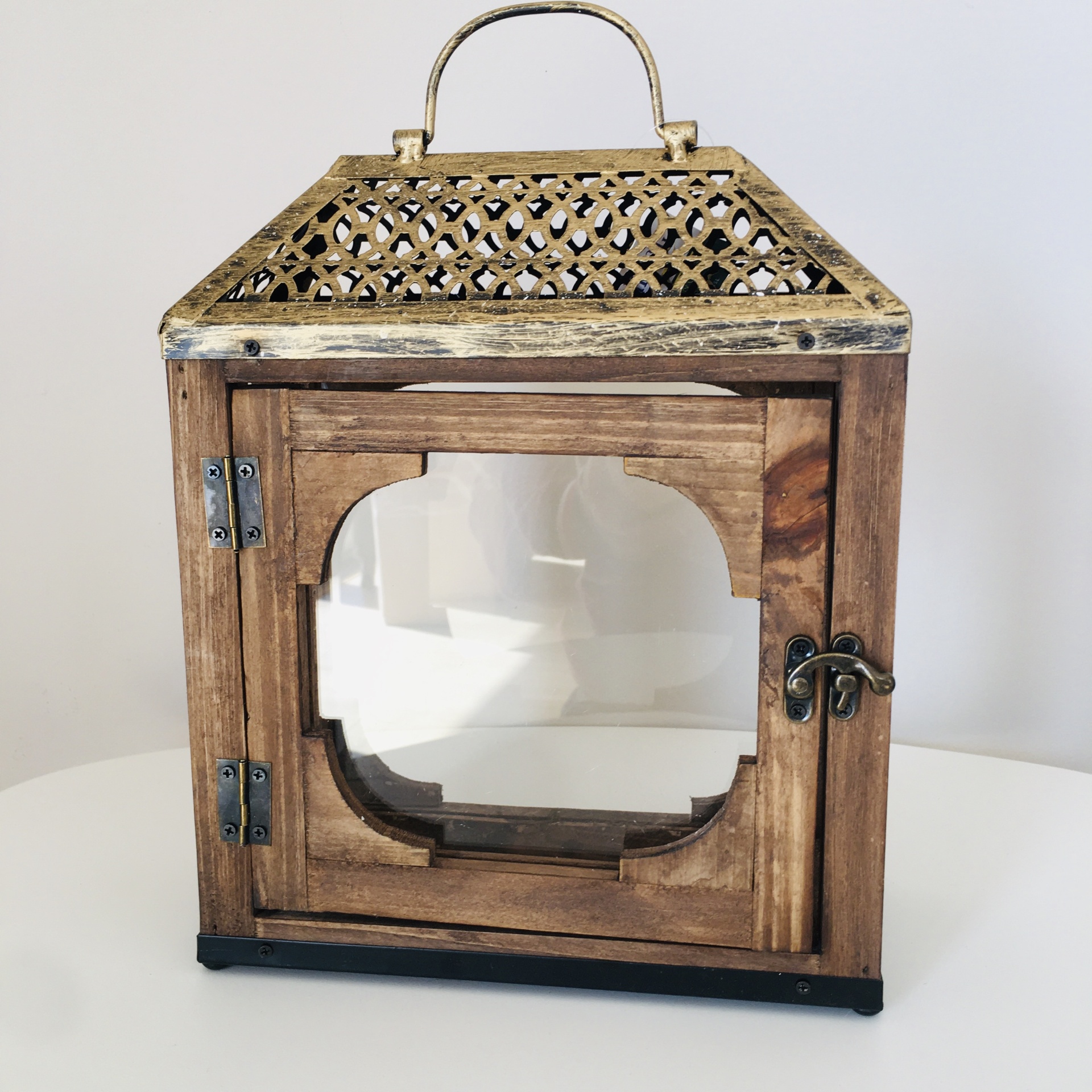 Lanternas | Madeira e Metal | Castanho e Dourado