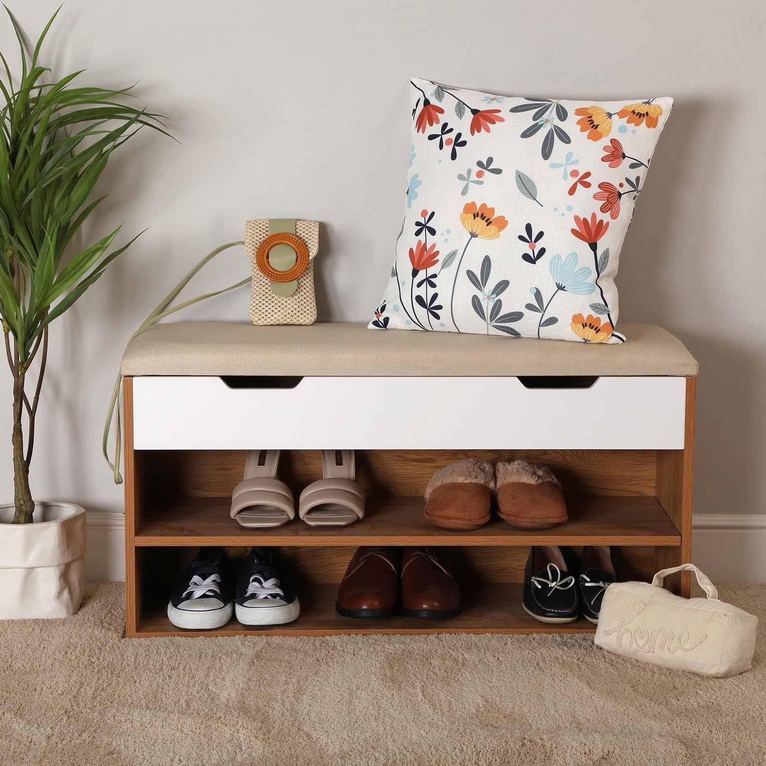 Sapateira com Gaveta com Banco - C90xL30xA47CM