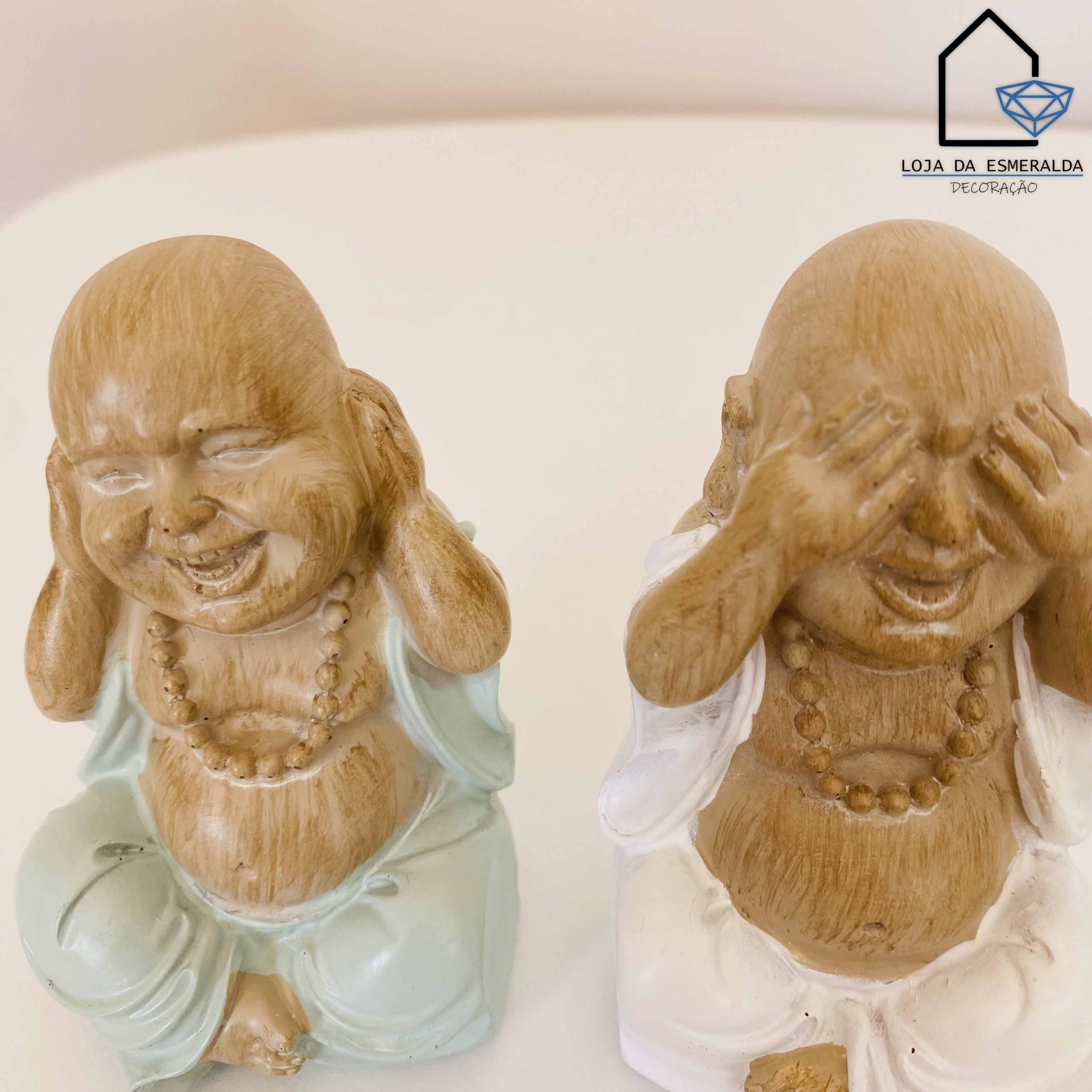 Conjunto 3 Monges Cego Surdo e Mudo Dourado 5.5x6x9CM