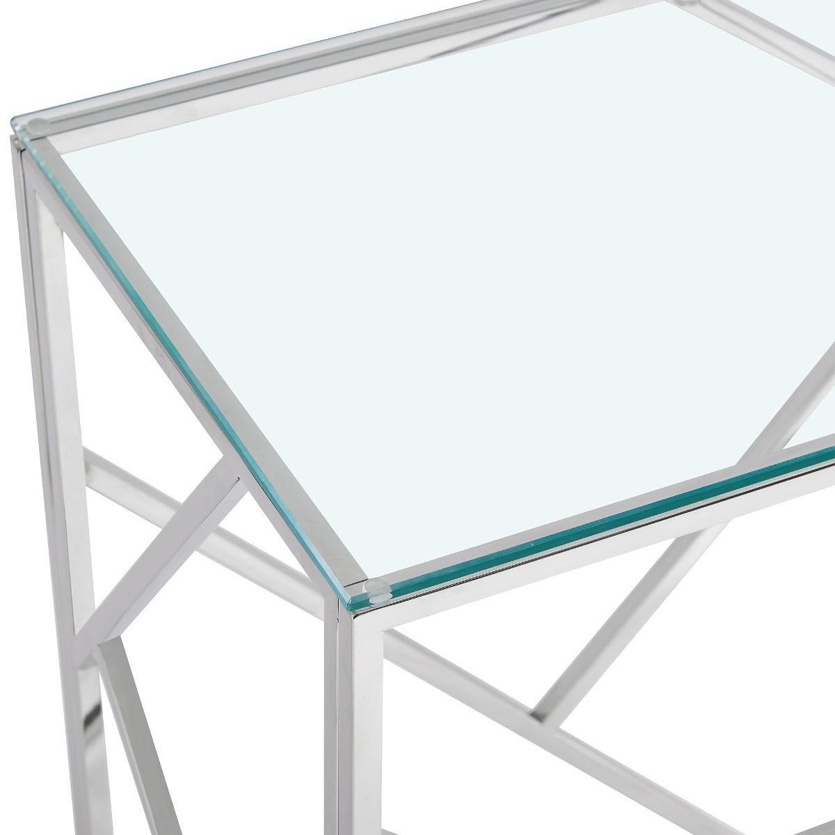 Consola em Inox e Vidro Prata | 120x40x77 CM