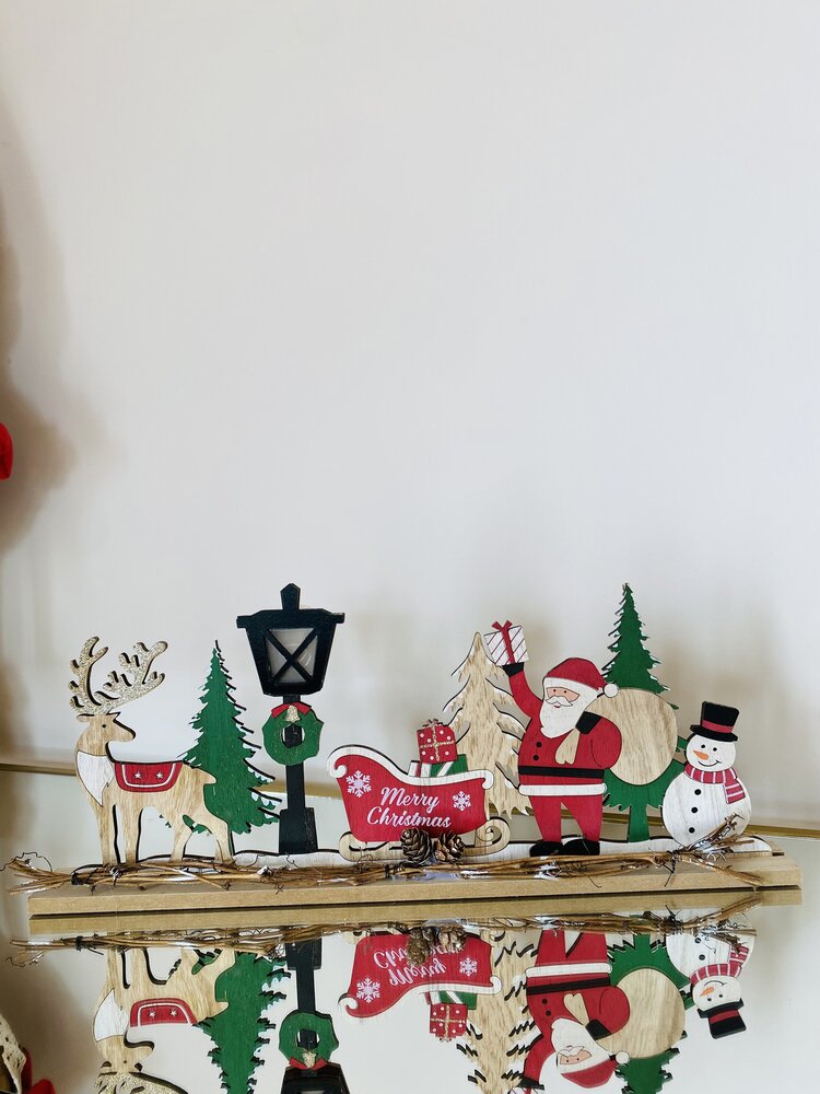 Natal - Placa em Madeira c/ Iluminação  - C45xL4xA18CM