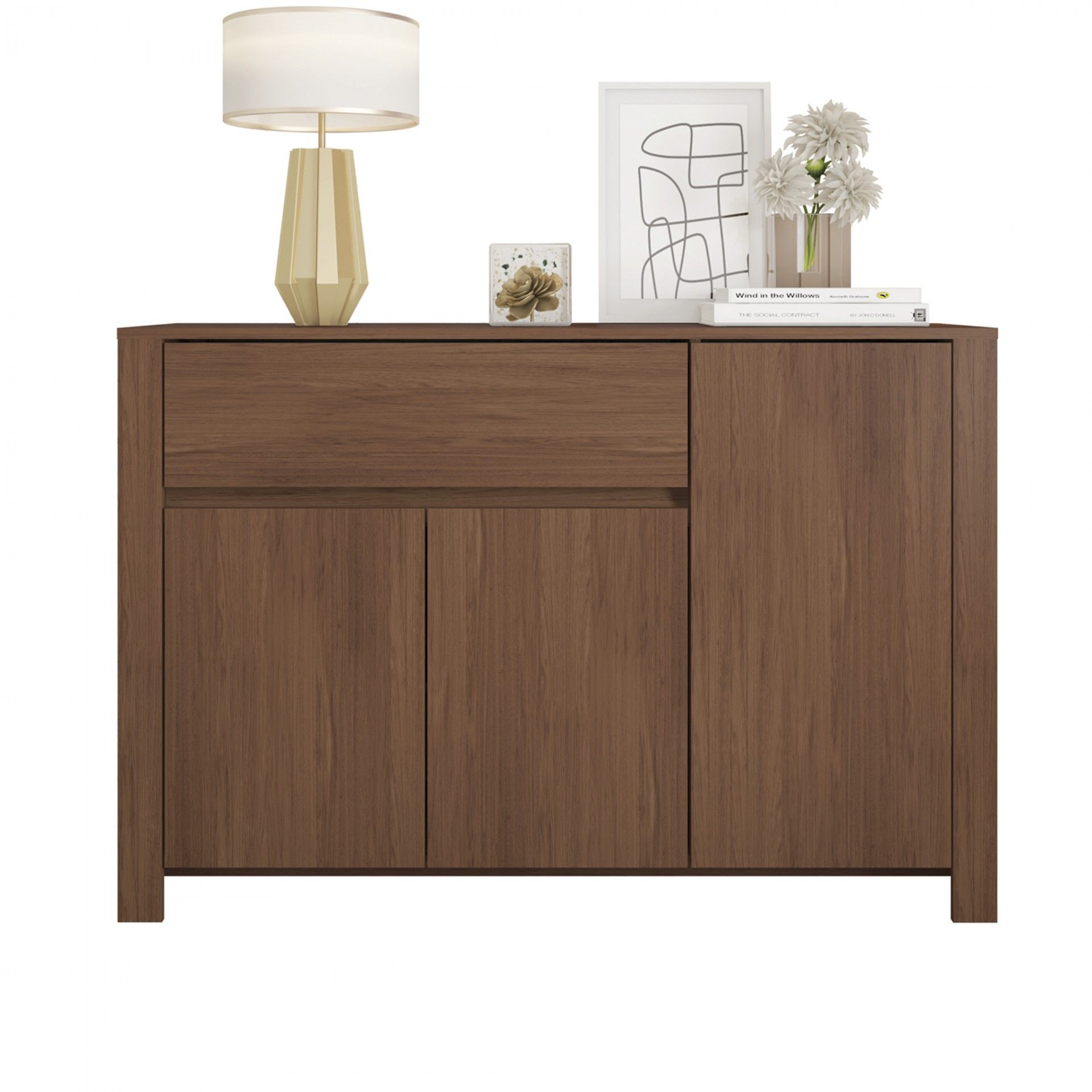 Aparador Nogueira (3 Portas + 1 Gavetas) | Madeira | 120x38x82CM