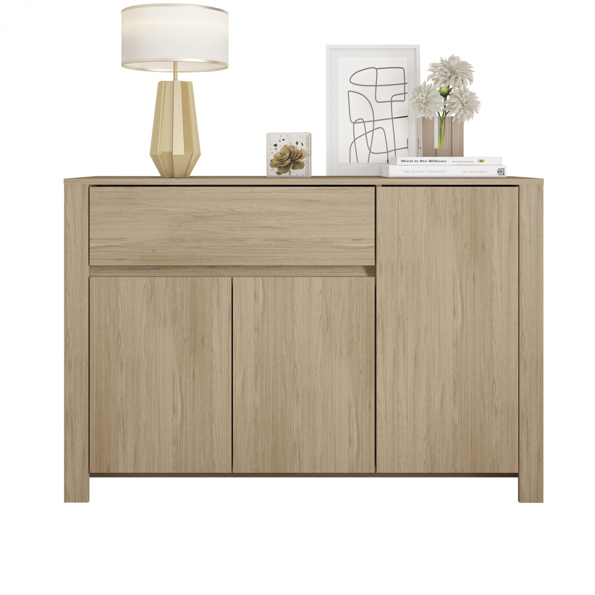 Aparador Carvalho (3 Portas + 1 Gavetas) | Madeira | 120x38x82CM