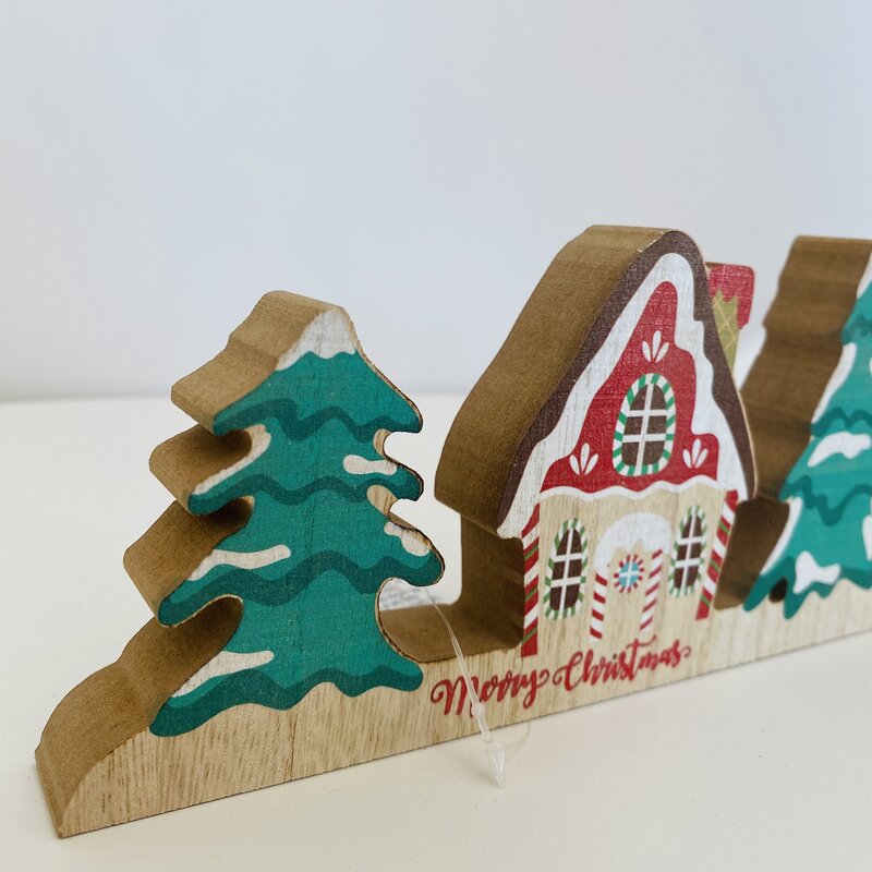 Placa Decorativa de Natal - Madeira - C30xL2.5xA10CM