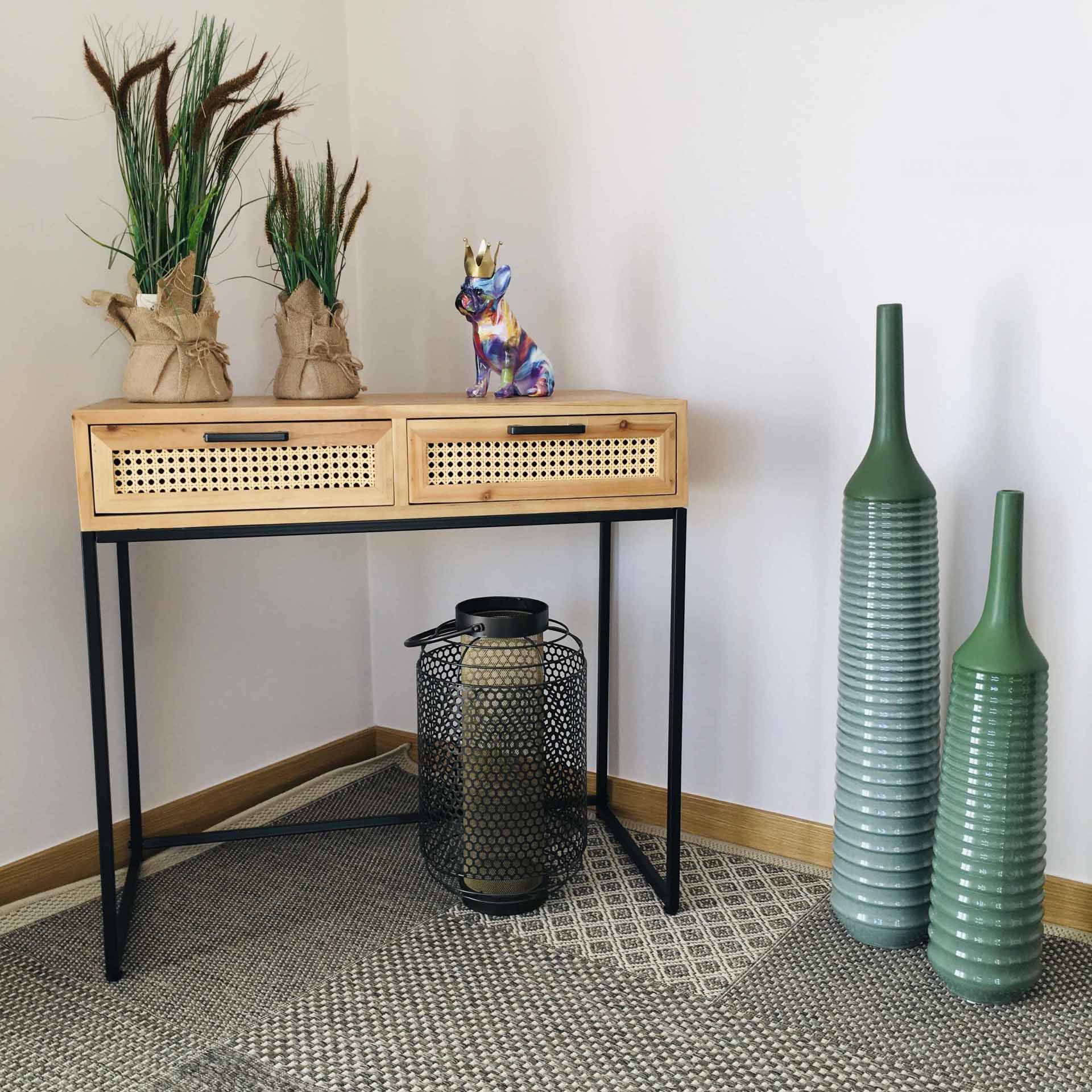 Consola de Entrada | 2 Gavetas | Madeira & Metal | 100X30X78CM