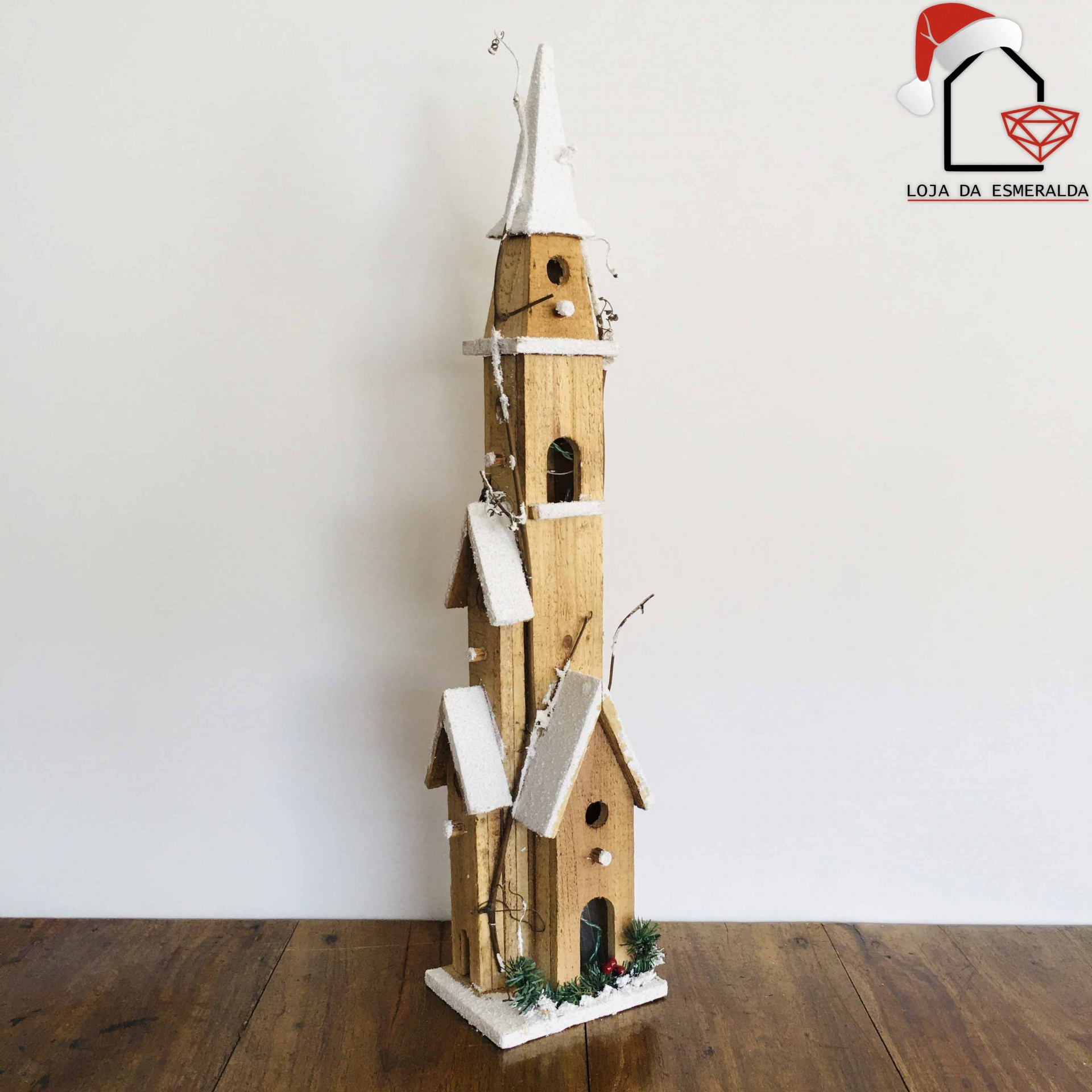 Casa Natalícia em Madeira c/ Iluminação C12XL14XA70CM