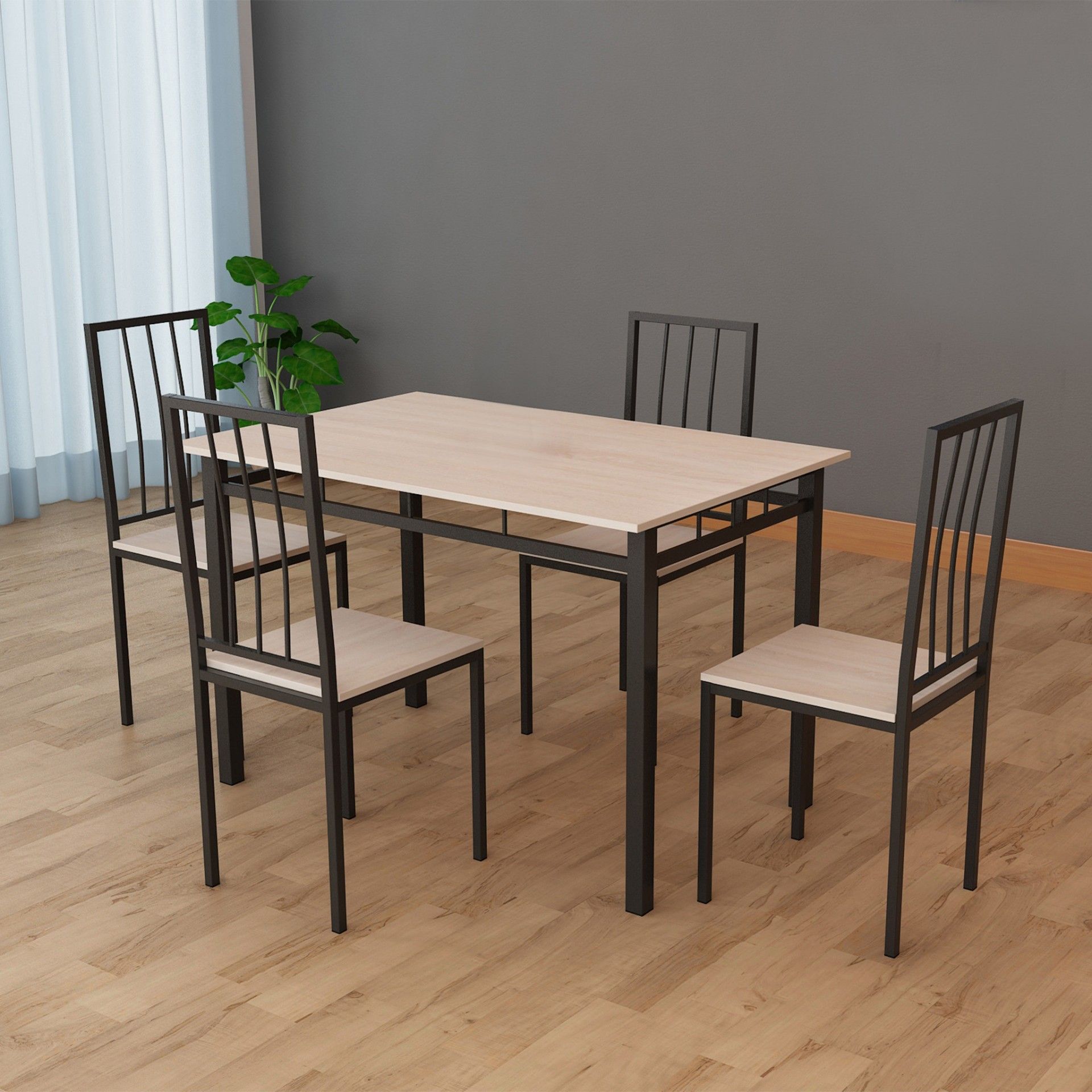 Conjunto Bilbao | Carvalho Claro | 4 Cadeiras