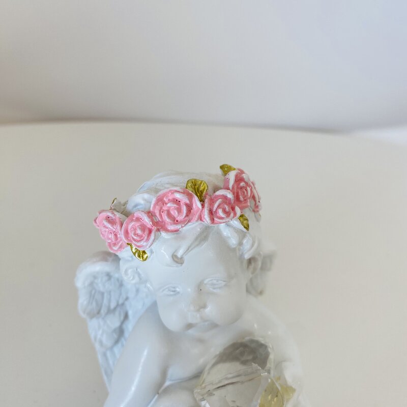 Anjo de Natal decorativo c/Luz - Branco e Rosa - C7xL7xA10CM