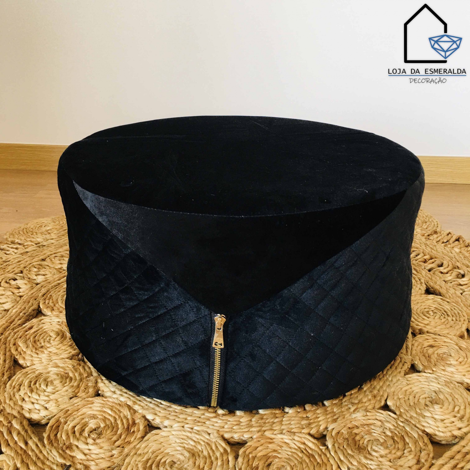 Pouf Preto | Veludo | 47x47x25CM