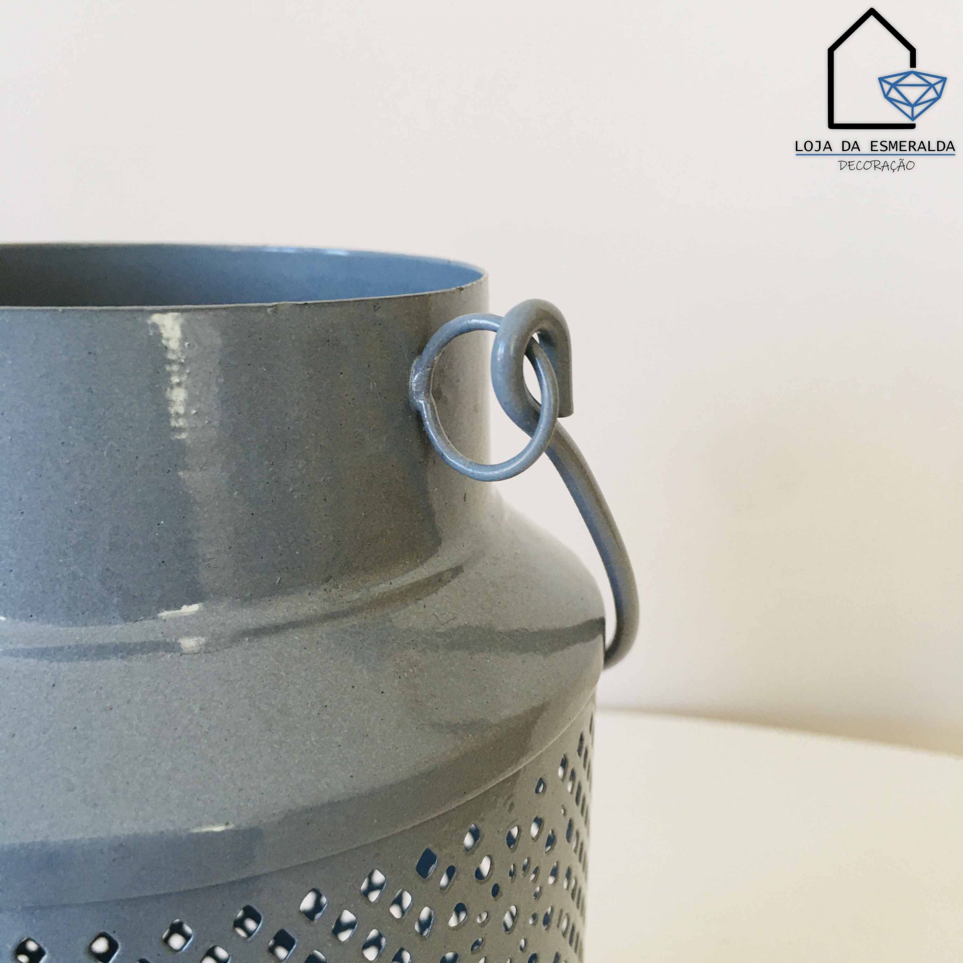 Lanterna Decorativa | Cinza | Metal | 19x13x13CM