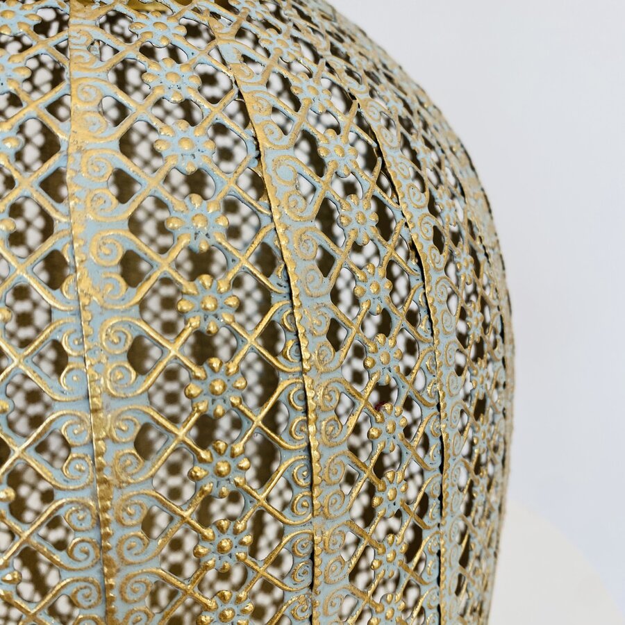 Lanterna Decorativa - Metal - Dourado e Azul