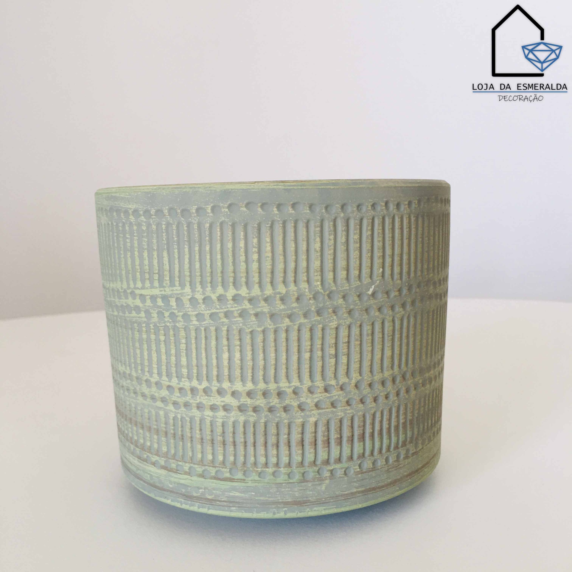 Vaso Linhas e Ponto | Verde | Cerâmica | 11x11x10 CM