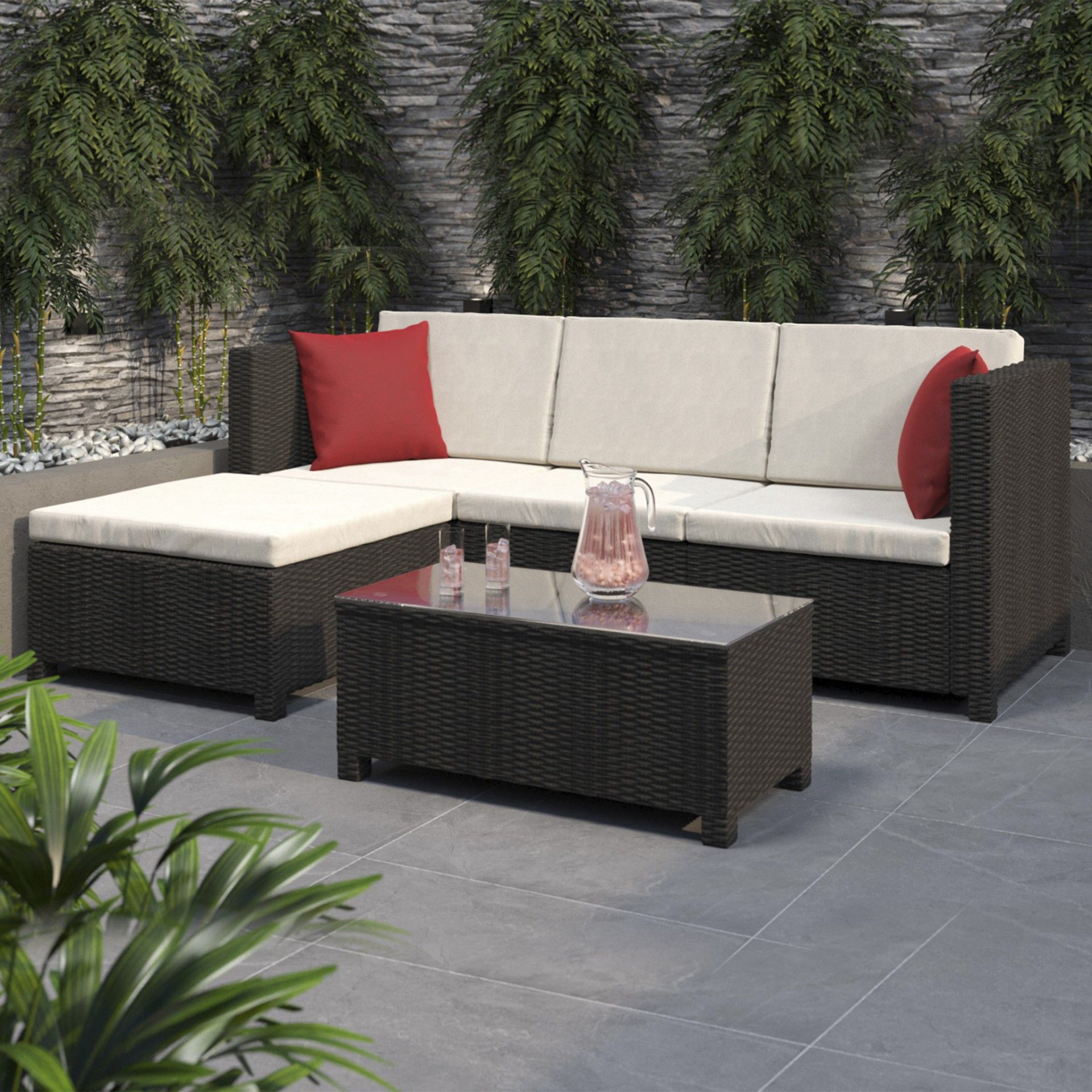 Set de Jardim - Chaise-Longue e Mesa de apoio - Castanho Escuro